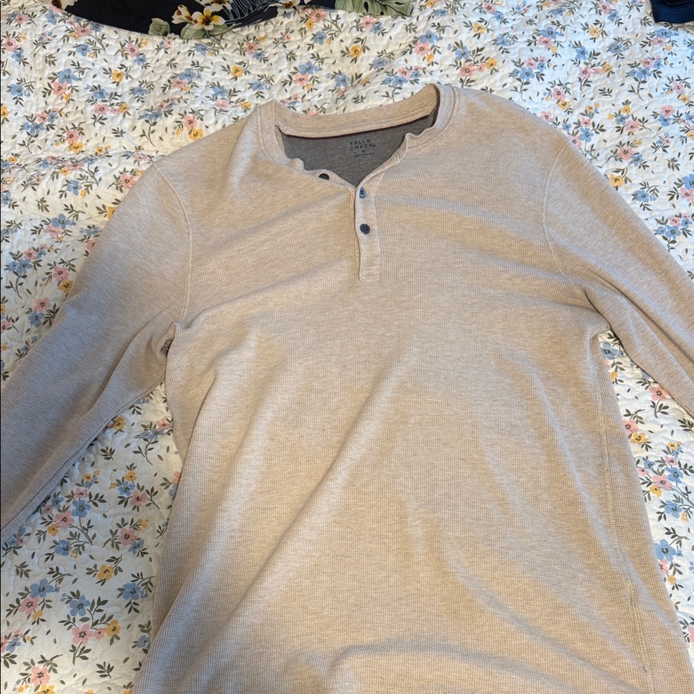 Falls Creek Men's Beige Long Sleeve Henley